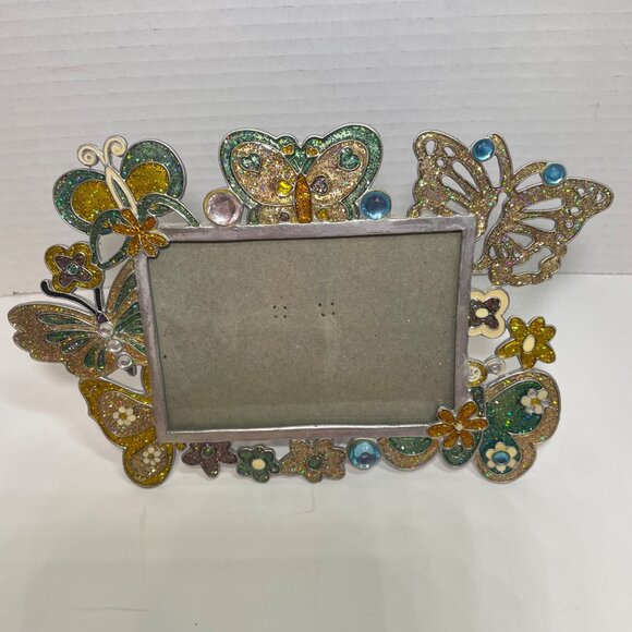 Vintage Butterfly-Themed Decorative Photo Frame By Sixtrees With Glitter & Gem A - Picture 3 of 9